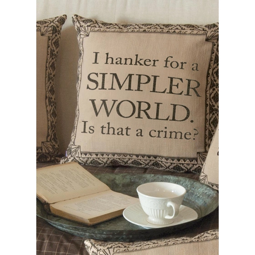 Coussin décoratif carré en damas anglais « simple World » Downton Abbey Life, 18 po