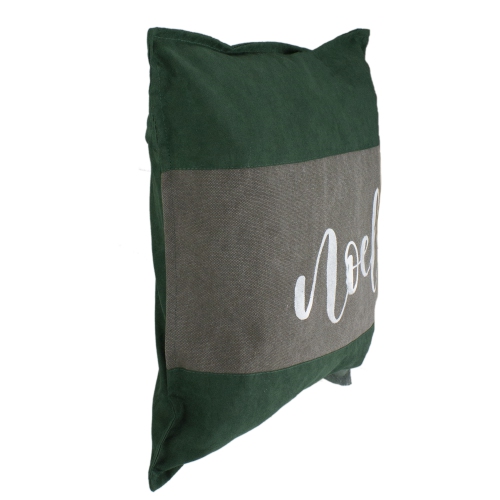 Coussin décoratif « Noel » en suède vert et brun, 18 po