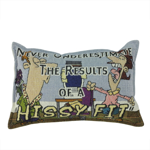 Coussin décoratif rectangulaire « Hissy Fit », bleu et jaune, 12 po