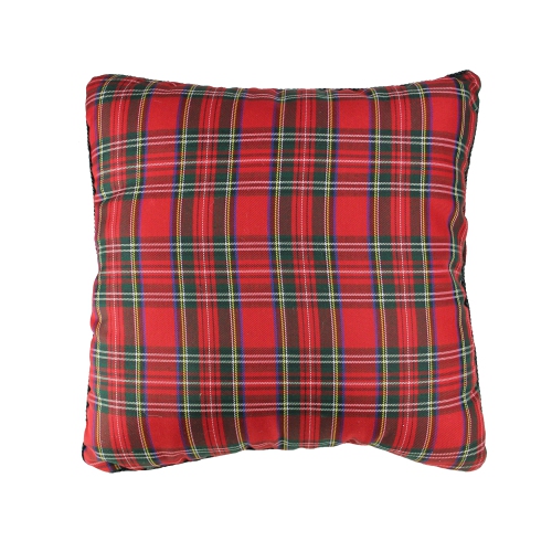 Pack of 4 Square Textured Tartan Plaid Velvet Decorative Christmas Throw Pillows