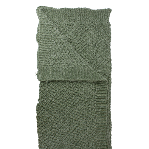Green Chenille Cable Knit Rectangular Throw Blanket 50" x 60"