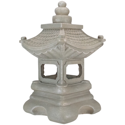 NORTHLIGHT  13.5" Dark Pagoda Outdoor Garden Statue In Gray
