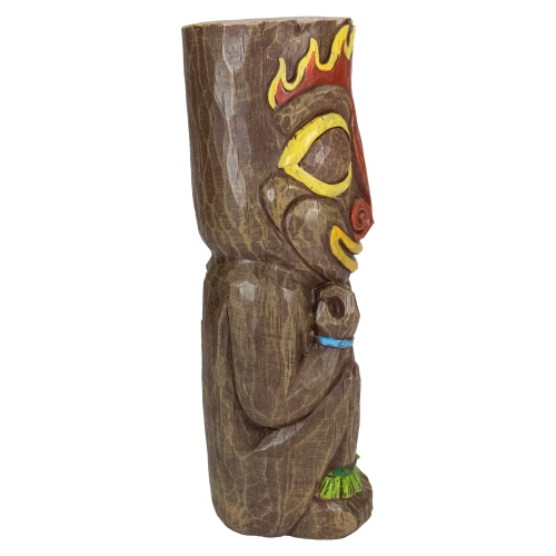 16" Solar Lighted Polynesian Outdoor Garden Fire Tiki Statue