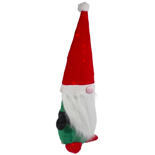 Lighted Red and Green Christmas Gnome Yard Decoration, 35-inch