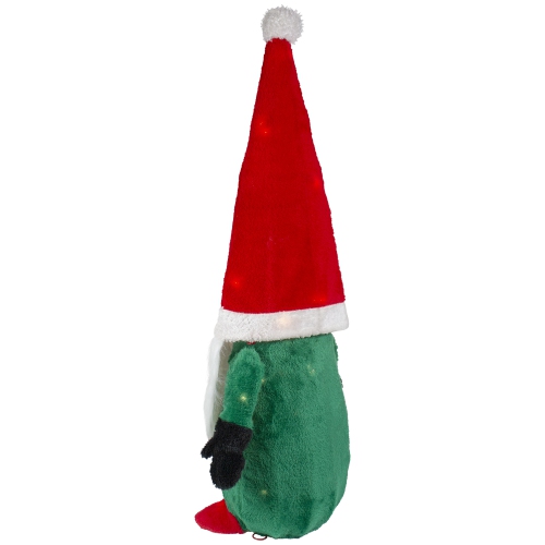 Lighted Red and Green Christmas Gnome Yard Decoration, 35-inch