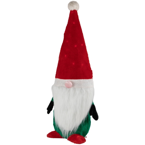 Lighted Red and Green Christmas Gnome Yard Decoration, 35-inch