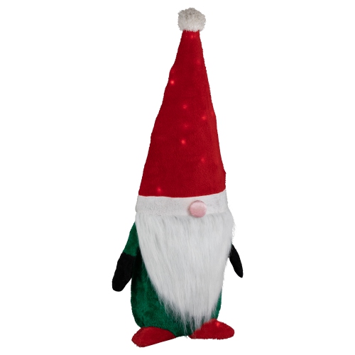 Lighted Red and Green Christmas Gnome Yard Decoration, 35-inch