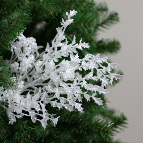 26" White Glittered Holly Leaves and Berries Artificial Christmas Spray