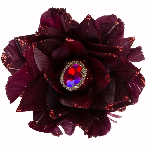 20.75" Deep Red Feather Peony Artificial Christmas Floral Pick