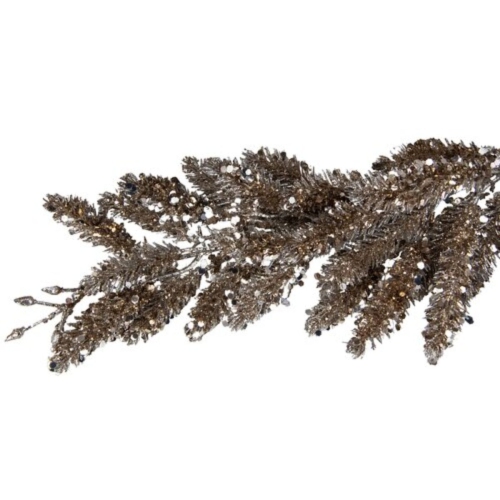 48" Brown and Silver Glittered Weeping Pine Artificial Christmas Spray
