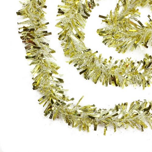 NORTHLIGHT  50' Gold And Wide Cut Christmas Tinsel Garland - Unlit In White