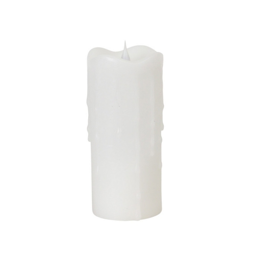 7" Simplux White Flameless LED Lighted Wax Pillar Candle with Moving Flame