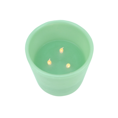 6" Sage Green Battery Operated Flameless LED 3-Wick Flickering Wax Pillar Candle