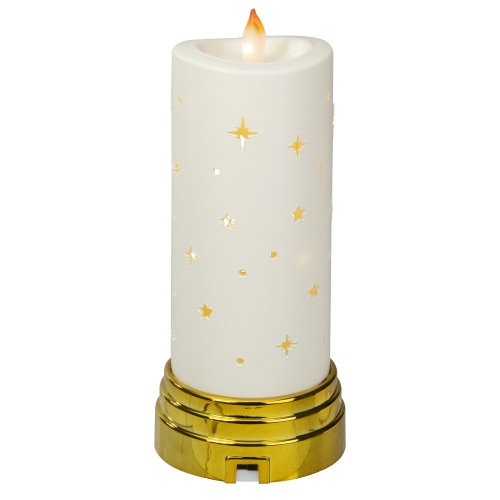 9" Gold and White Nativity Scene Flameless Candle