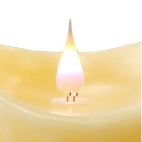 7" Ivory LED Dripping Wax Pillar Flameless Candle with Moving Flame
