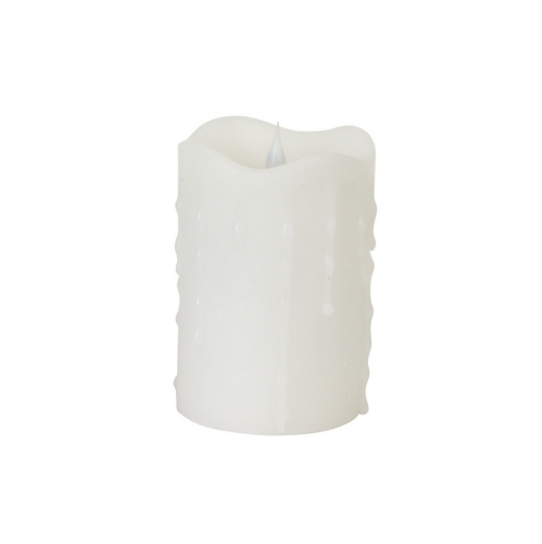 5.25" White Battery Operated Simplux Flameless LED Lighted Pillar Candle with Moving Flame
