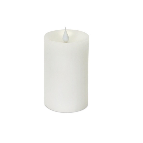 MELROSE  5.25" Battery Operated Led Flameless Pillar Candle With Moving Flame In White