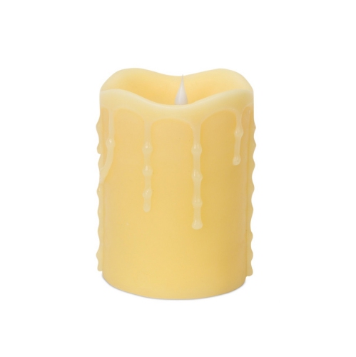 5.25" Battery Operated Ivory Flameless LED Lighted Pillar Candle with Moving Flame