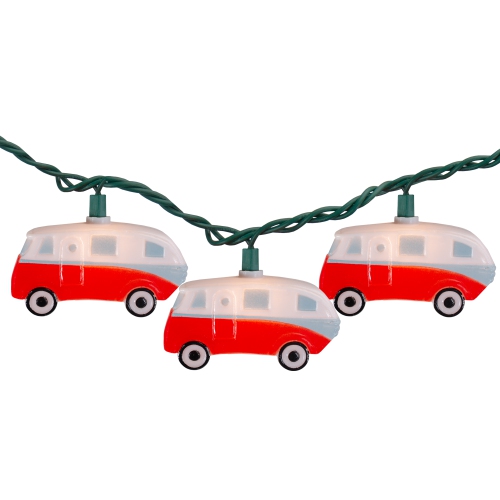 DENNIS EAST  10 Count Retro Camper Bus Novelty Summer String Lights, 6 Ft Wire In Green