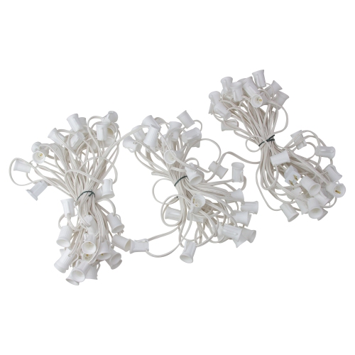 100' White Commercial C9 Christmas Light Socket Set
