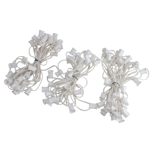 100' White Commercial C9 Christmas Light Socket Set