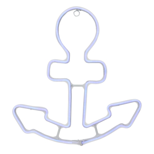 NORTHLIGHT  17" Neon Led Lighted Anchor Window Silhouette Decor In Blue