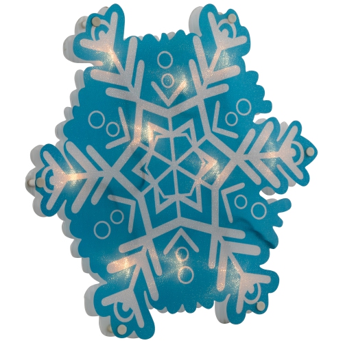 11.75" Lighted Blue and White Snowflake Christmas Window Silhouette