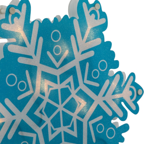 11.75" Lighted Blue and White Snowflake Christmas Window Silhouette