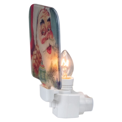 4" Red and Blue Santa Glass Christmas Night Light