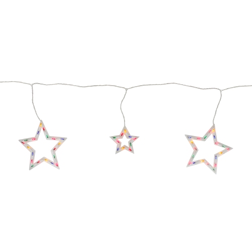 100-Count Multi-Color Star Shaped Mini Icicle Christmas Lights, 7ft White Wire
