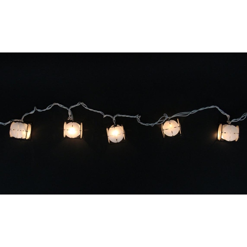 10 Pearlized White and Black Lantern Party Patio Christmas Lights - 7.5 ft White Wire
