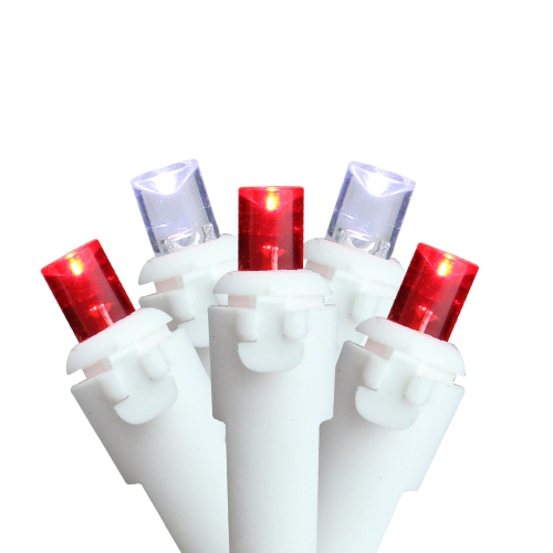 NORTHLIGHT  50 And White Led Wide Angle Christmas Lights - 16.25 Ft White Wire In Red