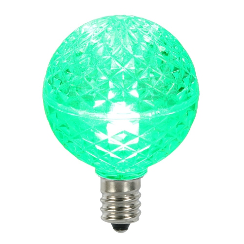 VICKERMAN  Club Pack Of 25 Led G40 Faceted Replacement Christmas Light Bulbs In Green