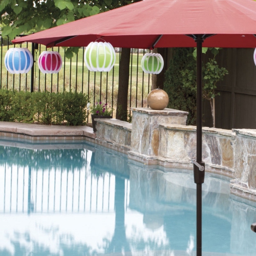 Set of 2 Pink and White Floating or Hanging Solar Powered Outdoor Decorative Lanterns