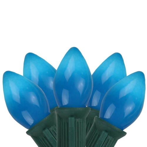 NORTHLIGHT  25-Count Blue C7 Opaque Christmas Light Set, 24Ft Wire In Green Love them on the outside shrubs