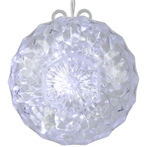 6" Clear LED Hanging Christmas Crystal Sphere Decor
