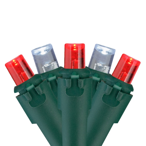 NORTHLIGHT  50 And White Led Wide Angle Christmas Lights - 16.25 Ft Green Wire In Red 