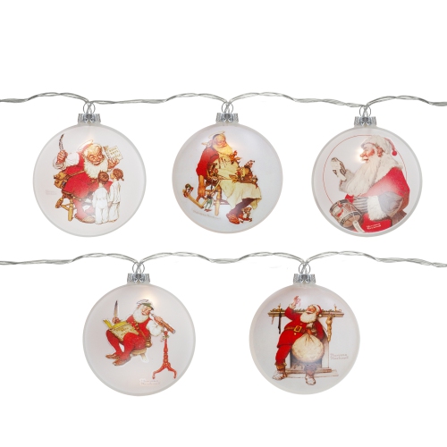 Set of 5 Glass Norman Rockwell Christmas Disc Lights