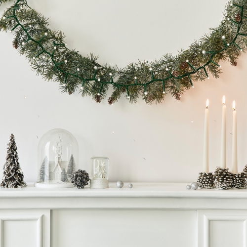 20 Battery Operated White LED Micro Rice Christmas Lights - 7.25 ft Green Wire