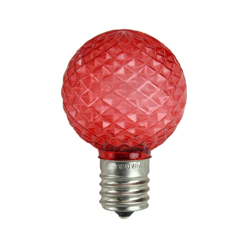 NORTHLIGHT  Pack Of 25 Faceted Led G40 Christmas Replacement Bulbs In Red