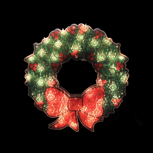 15" Lighted Holographic Christmas Wreath Window Silhouette Decoration
