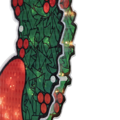 15" Lighted Holographic Christmas Wreath Window Silhouette Decoration