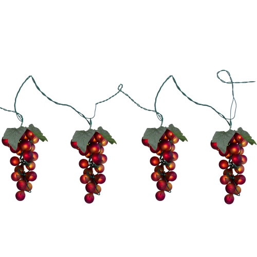 100-Count Red Winery Grape Patio Novelty Christmas Light Set, 5ft Green Wire