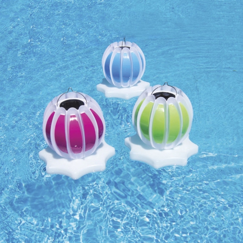 Set of 2 Green and White Floating or Hanging Solar Powered Outdoor Decorative Lanterns