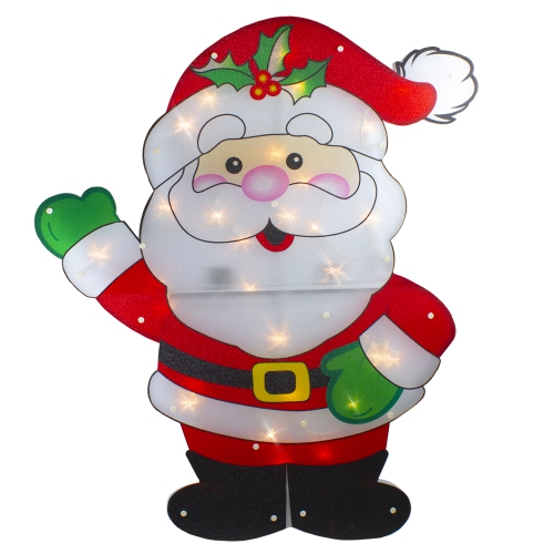 NORTHLIGHT  30.5" Lighted 2 Dimensional Santa Claus Christmas Outdoor Decoration