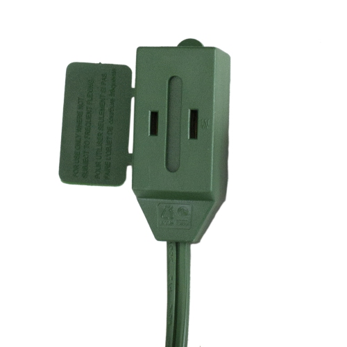 9' Green Indoor Extension Power Cord with 3-Outlets and Safety Lock
