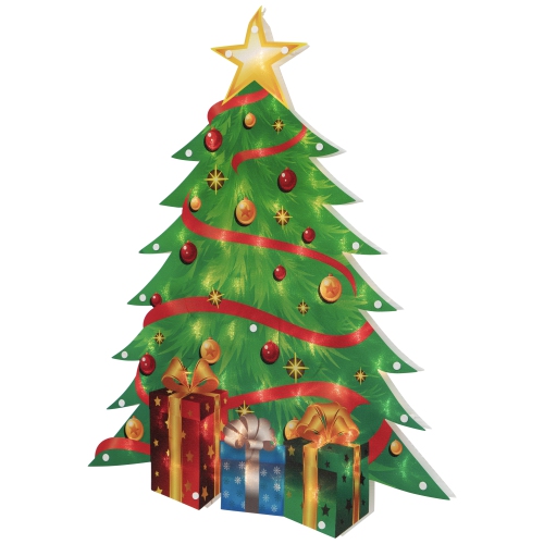 22.5" Lighted Christmas Tree with Presents Window Silhouette