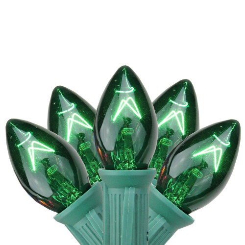 NORTHLIGHT  25-Count C7 Transparent Christmas Light Set, 24 Ft Wire In Green They have great color