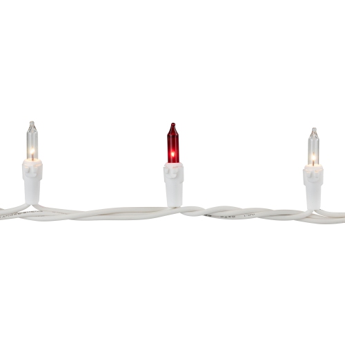 35-Count Red and Clear Mini String Christmas Light Set, 7ft White Wire