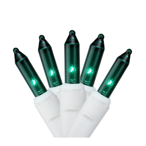 Set of 100 Green Everglow Icicle Christmas Lights - White Wire